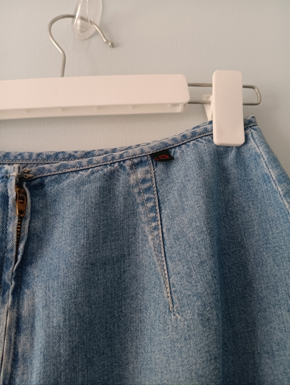 Democracy Weekend Blue Denim Patchwork Embroidered Midi Skirt 8 - Picture 7 of 10